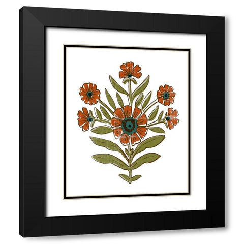 Stamped Bouquet I Black Modern Wood Framed Art Print with Double Matting by Barnes, Victoria
