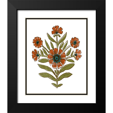 Stamped Bouquet I Black Modern Wood Framed Art Print with Double Matting by Barnes, Victoria