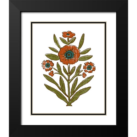 Stamped Bouquet II Black Modern Wood Framed Art Print with Double Matting by Barnes, Victoria