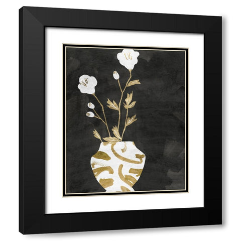 Golden Vase I Black Modern Wood Framed Art Print with Double Matting by Wang, Melissa