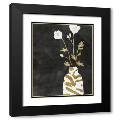 Golden Vase II Black Modern Wood Framed Art Print with Double Matting by Wang, Melissa