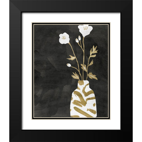 Golden Vase II Black Modern Wood Framed Art Print with Double Matting by Wang, Melissa