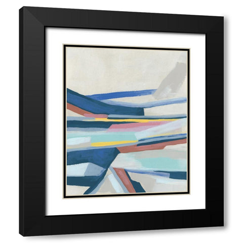 Blue Tectonic Movement II Black Modern Wood Framed Art Print with Double Matting by Vess, June Erica