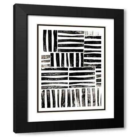 Lino Cut Chaos Black Modern Wood Framed Art Print with Double Matting by Haase, Andrea
