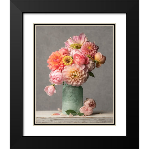 Just Petals III Black Modern Wood Framed Art Print with Double Matting by McLean, Leah