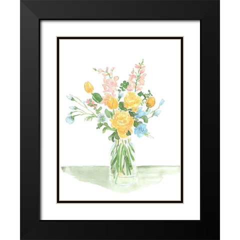 Pastel Bouquet of Flowers I Black Modern Wood Framed Art Print with Double Matting by Moore, Regina