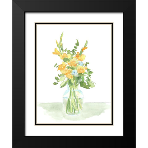 Pastel Bouquet of Flowers II Black Modern Wood Framed Art Print with Double Matting by Moore, Regina