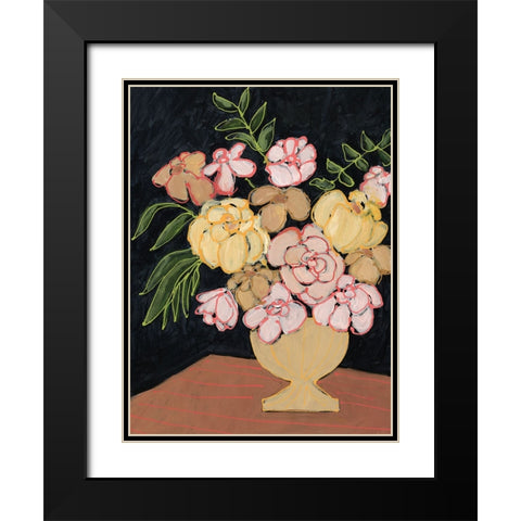 Floral Outlined I Black Modern Wood Framed Art Print with Double Matting by Moore, Regina