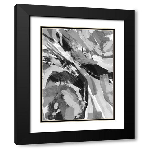 Grey Strokes I Black Modern Wood Framed Art Print with Double Matting by Galapon, Nikki
