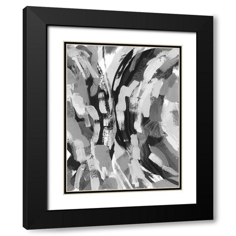 Grey Strokes II Black Modern Wood Framed Art Print with Double Matting by Galapon, Nikki