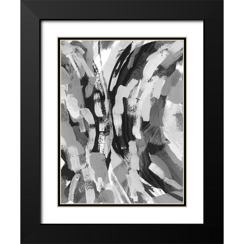 Grey Strokes II Black Modern Wood Framed Art Print with Double Matting by Galapon, Nikki
