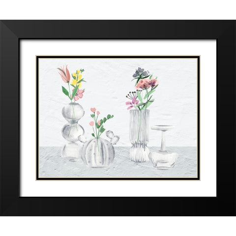 Wildflower And Vases II Black Modern Wood Framed Art Print with Double Matting by Wang, Melissa