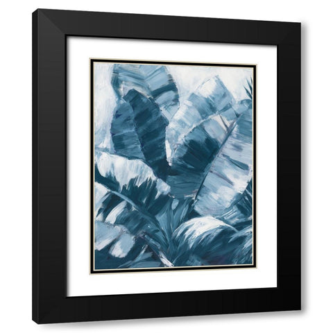 Blue Palms I Black Modern Wood Framed Art Print with Double Matting by Wilkins, Suzanne