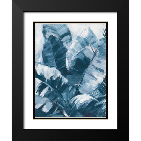 Blue Palms I Black Modern Wood Framed Art Print with Double Matting by Wilkins, Suzanne
