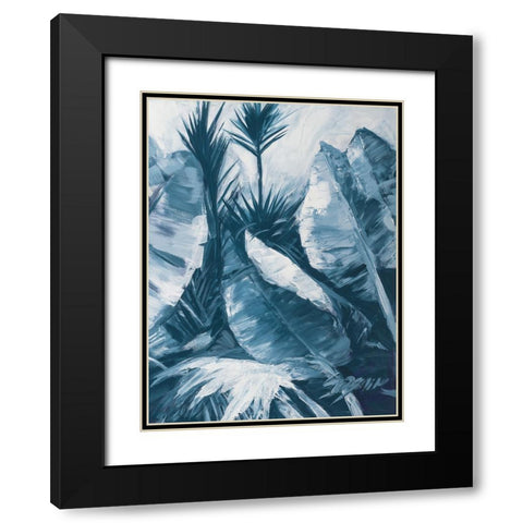 Blue Palms II Black Modern Wood Framed Art Print with Double Matting by Wilkins, Suzanne