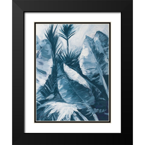 Blue Palms II Black Modern Wood Framed Art Print with Double Matting by Wilkins, Suzanne