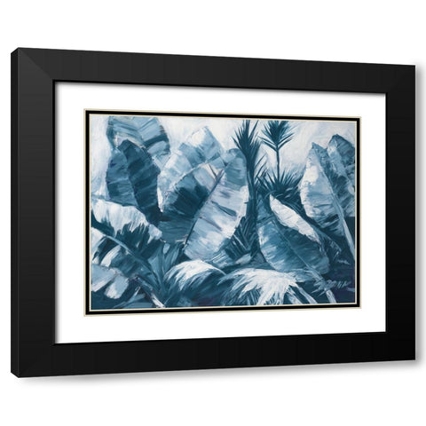 Blue Palms III Black Modern Wood Framed Art Print with Double Matting by Wilkins, Suzanne