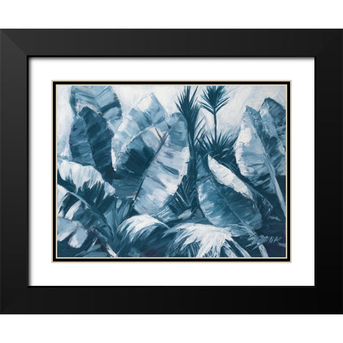 Blue Palms III Black Modern Wood Framed Art Print with Double Matting by Wilkins, Suzanne