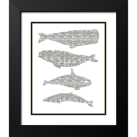 Dashed Whale Chart I Black Modern Wood Framed Art Print with Double Matting by Vision Studio