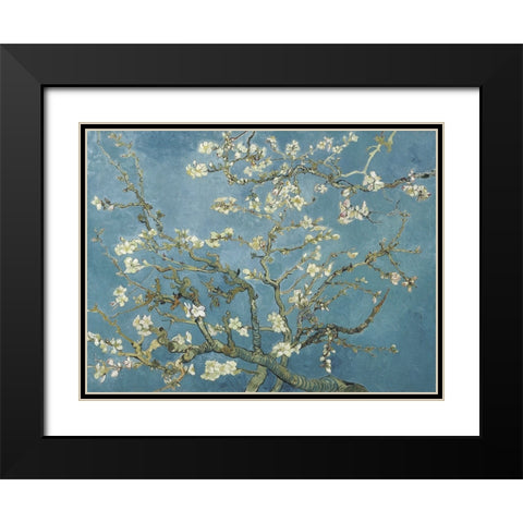Van Goghs Almond Blossom Black Modern Wood Framed Art Print with Double Matting by Van Gogh, Vincent