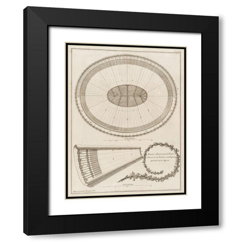 Antiquities of Pola, Ancient Blueprints VIII Black Modern Wood Framed Art Print with Double Matting by Unknown