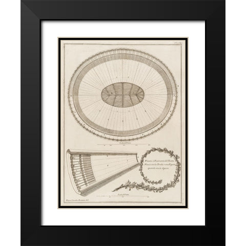 Antiquities of Pola, Ancient Blueprints VIII Black Modern Wood Framed Art Print with Double Matting by Unknown