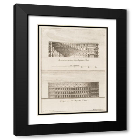 Antiquities of Pola, Ancient Blueprints IX Black Modern Wood Framed Art Print with Double Matting by Unknown