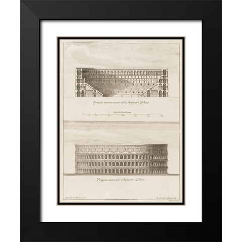 Antiquities of Pola, Ancient Blueprints IX Black Modern Wood Framed Art Print with Double Matting by Unknown