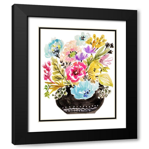 Black Floral Vase I Black Modern Wood Framed Art Print with Double Matting by Fields, Karen