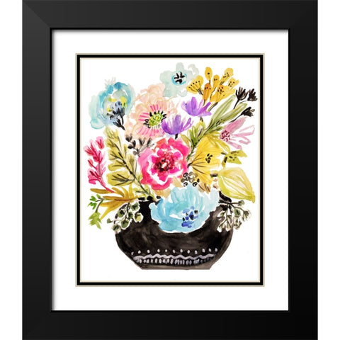 Black Floral Vase I Black Modern Wood Framed Art Print with Double Matting by Fields, Karen