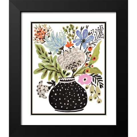 Black Floral Vase II Black Modern Wood Framed Art Print with Double Matting by Fields, Karen