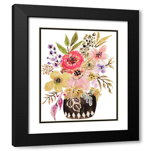 Black Floral Vase III Black Modern Wood Framed Art Print with Double Matting by Fields, Karen