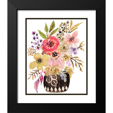 Black Floral Vase III Black Modern Wood Framed Art Print with Double Matting by Fields, Karen