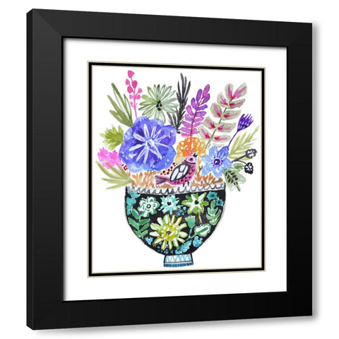 Black Floral Vase IV Black Modern Wood Framed Art Print with Double Matting by Fields, Karen