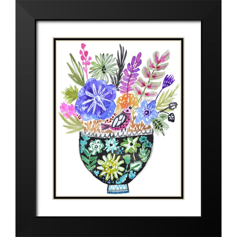 Black Floral Vase IV Black Modern Wood Framed Art Print with Double Matting by Fields, Karen