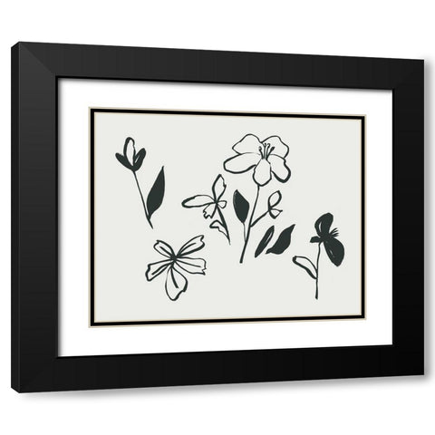 Little Flora I Black Modern Wood Framed Art Print with Double Matting by Wang, Melissa