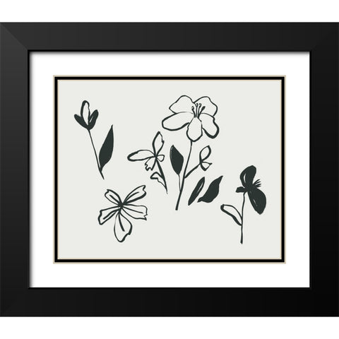 Little Flora I Black Modern Wood Framed Art Print with Double Matting by Wang, Melissa