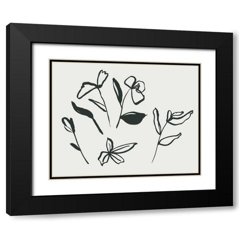 Little Flora II Black Modern Wood Framed Art Print with Double Matting by Wang, Melissa