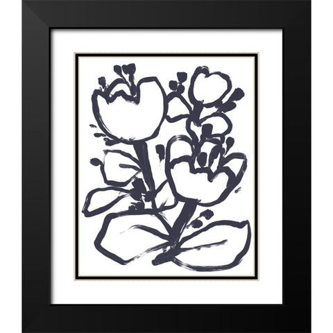 Carbon Flower II Black Modern Wood Framed Art Print with Double Matting by Vess, June Erica