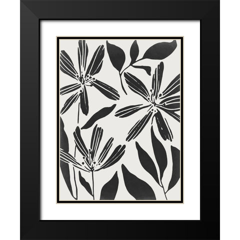 Black Flower Blooming II Black Modern Wood Framed Art Print with Double Matting by Wang, Melissa