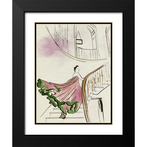 Back Glance I Black Modern Wood Framed Art Print with Double Matting by Wang, Melissa