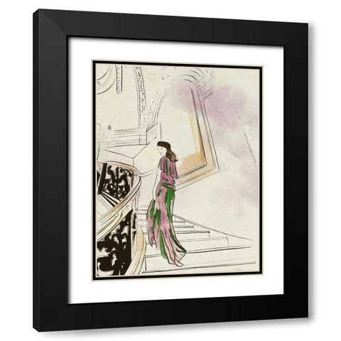 Back Glance II Black Modern Wood Framed Art Print with Double Matting by Wang, Melissa