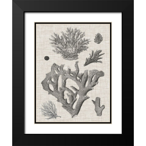 Coral on Linen II Black Modern Wood Framed Art Print with Double Matting by Vision Studio
