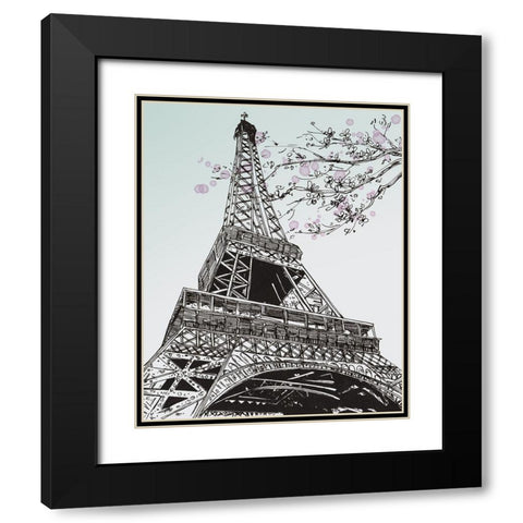 Spring in Paris I Black Modern Wood Framed Art Print with Double Matting by Wang, Melissa