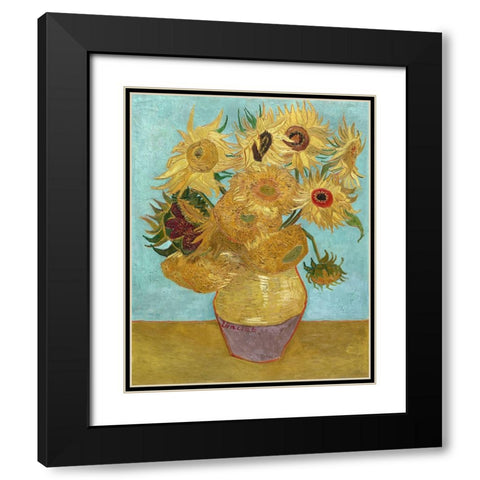 Van Gogh Sunflowers I Black Modern Wood Framed Art Print with Double Matting by Van Gogh, Vincent