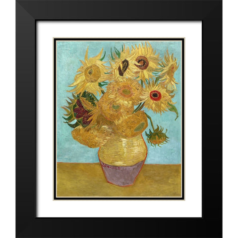 Van Gogh Sunflowers I Black Modern Wood Framed Art Print with Double Matting by Van Gogh, Vincent