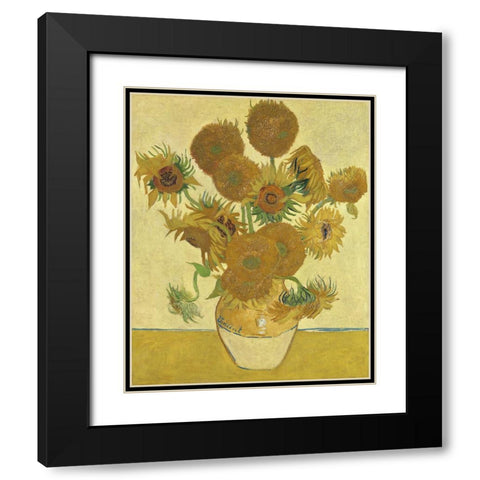 Van Gogh Sunflowers II Black Modern Wood Framed Art Print with Double Matting by Van Gogh, Vincent