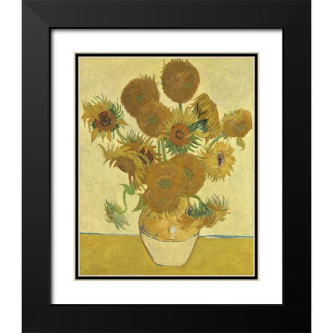 Van Gogh Sunflowers II Black Modern Wood Framed Art Print with Double Matting by Van Gogh, Vincent