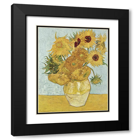 Van Gogh Sunflowers III Black Modern Wood Framed Art Print with Double Matting by Van Gogh, Vincent