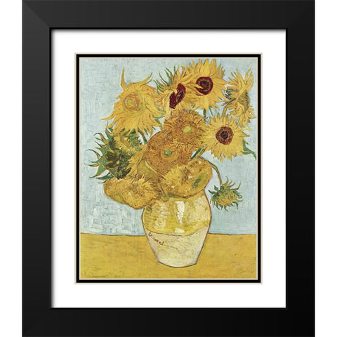 Van Gogh Sunflowers III Black Modern Wood Framed Art Print with Double Matting by Van Gogh, Vincent